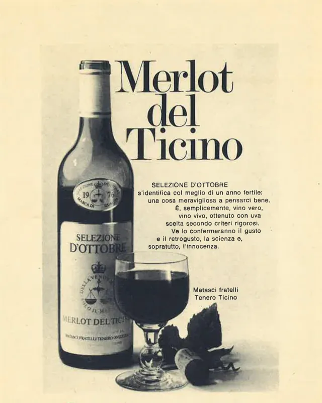 Etiqueta del vino Merlot del Ticino