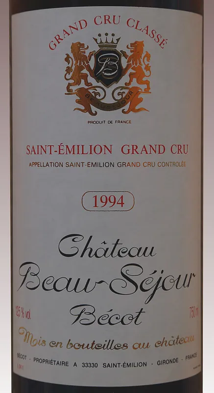 Château Beau-Séjour Bécot wine label