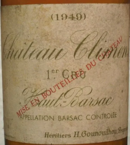 Étiquette du vin Château Climens